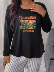 Halloween Loungewear Top Graphic Print Long Sleeve
