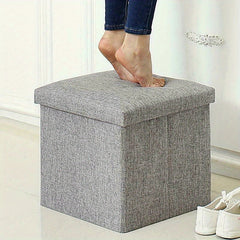 Grey Folding Storage Ottoman Makeup Seat Foot Stool Storage Box