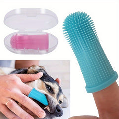 360 Degree Pet Toothbrush Soft Silicone Dog Finger Toothbrush with Storage Box