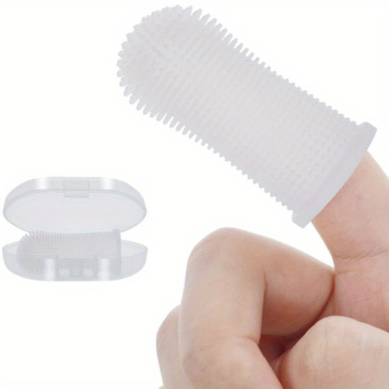360 Degree Pet Toothbrush Soft Silicone Dog Finger Toothbrush with Storage Box