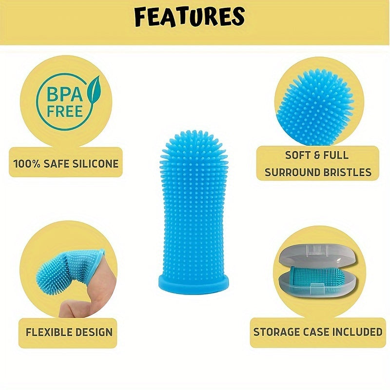 360 Degree Pet Toothbrush Soft Silicone Dog Finger Toothbrush with Storage Box