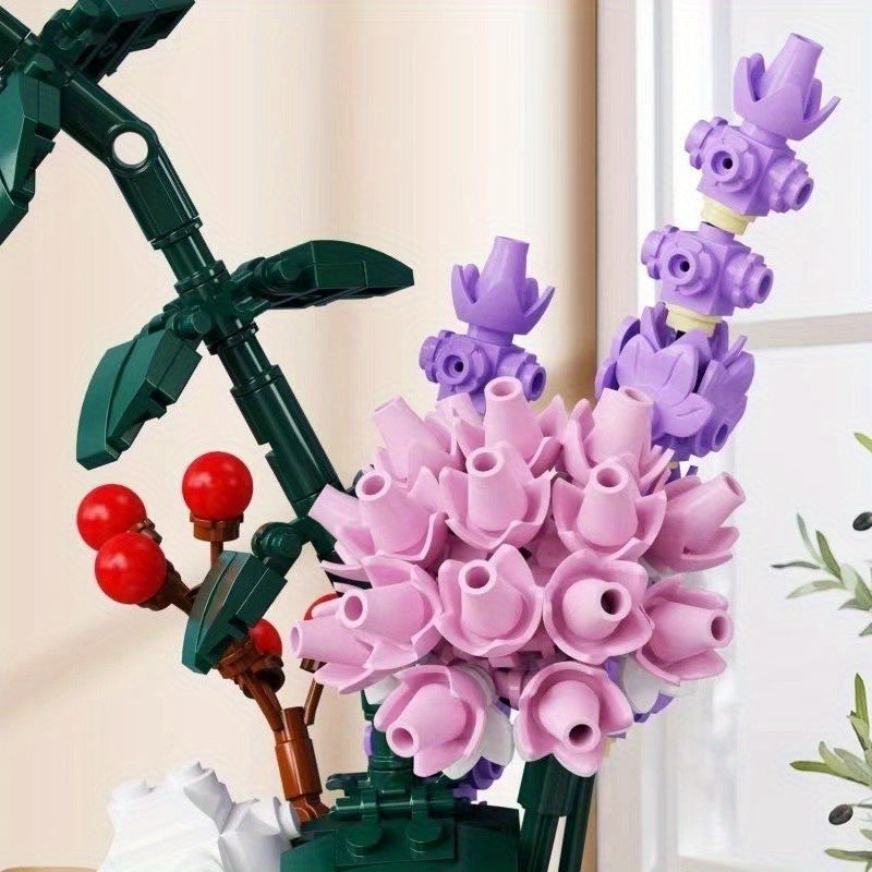 Flower World Building Block Set with Vase Decoration