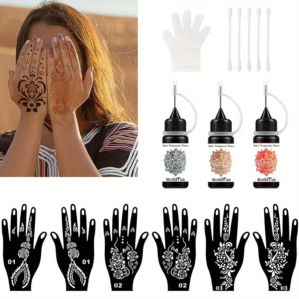 Long Lasting Temporary Tattoo Inks & Stencils Kit Semi Permanent Tattoo Ink Gel
