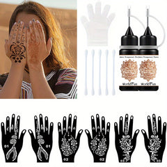 Long Lasting Temporary Tattoo Inks & Stencils Kit Semi Permanent Tattoo Ink Gel