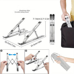 Adjustable Aluminum Laptop Stand for Desk - Foldable Portable Holder