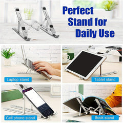 Adjustable Aluminum Laptop Stand for Desk - Foldable Portable Holder