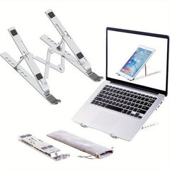 Adjustable Aluminum Laptop Stand for Desk - Foldable Portable Holder