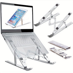 Adjustable Aluminum Laptop Stand for Desk - Foldable Portable Holder