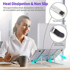 Adjustable Aluminum Laptop Stand for Desk - Foldable Portable Holder