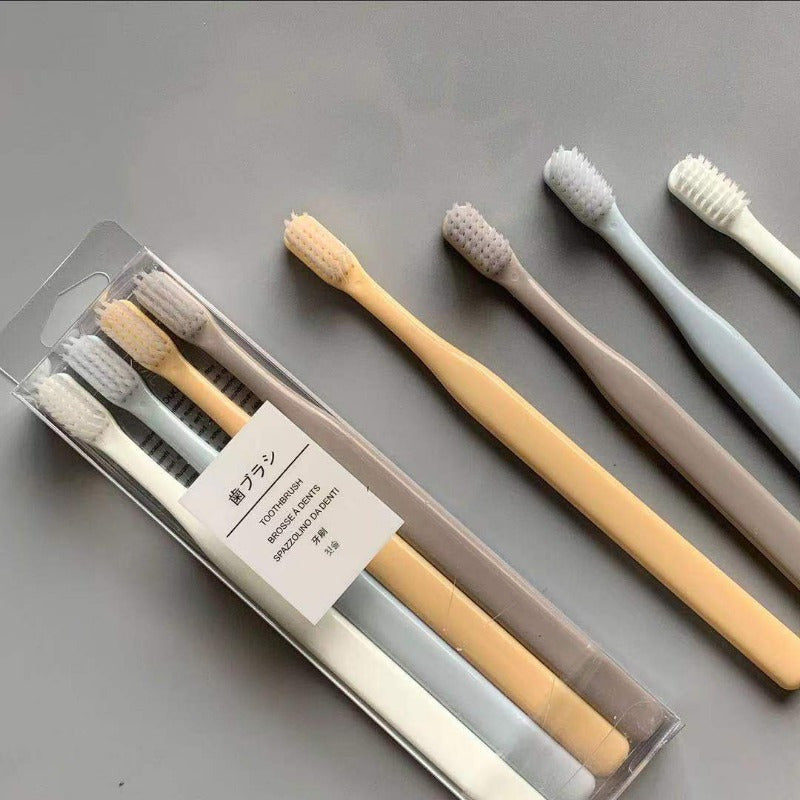 4pcs Bamboo Charcoal Toothbrush Japanese Macaron Toothbrush