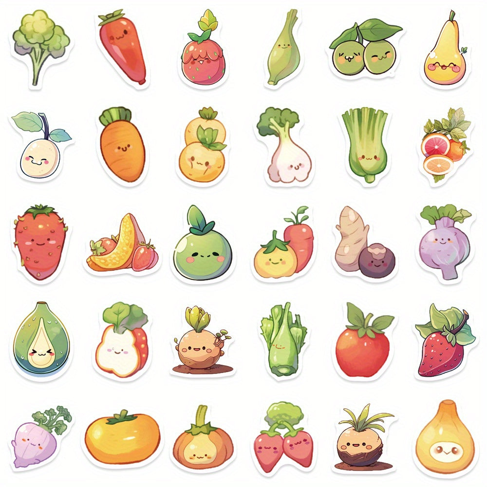 60pcs Cartoon Vegetables Reward Stickers for DIY Skateboard Guitar Helmet