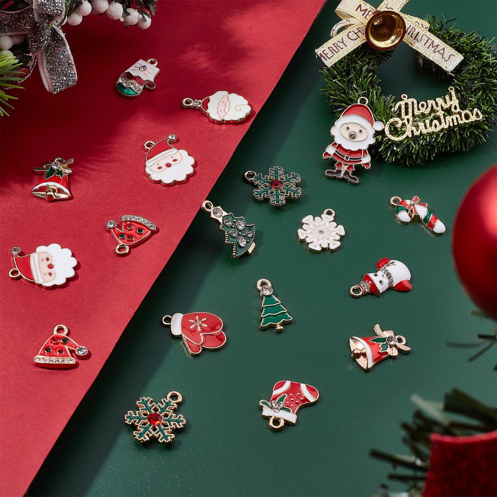 20pcs Christmas Tree Charms Bulk Candy Cane Charms For Jewelry Making