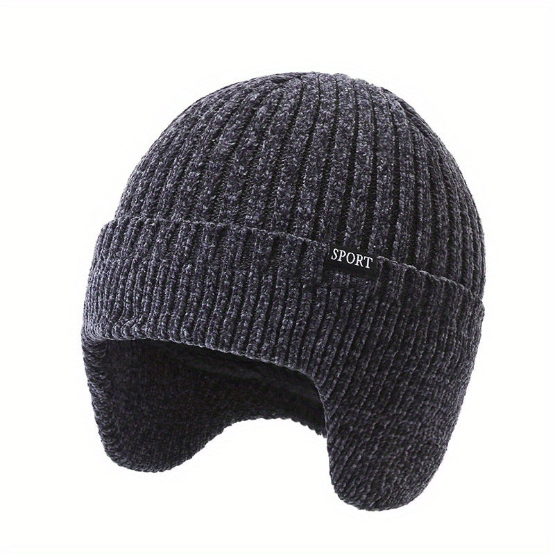 Men's Knitted Beanie Winter Hat with Ear Flap
