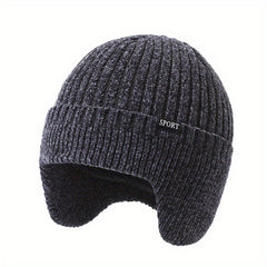 Men's Knitted Beanie Winter Hat with Ear Flap