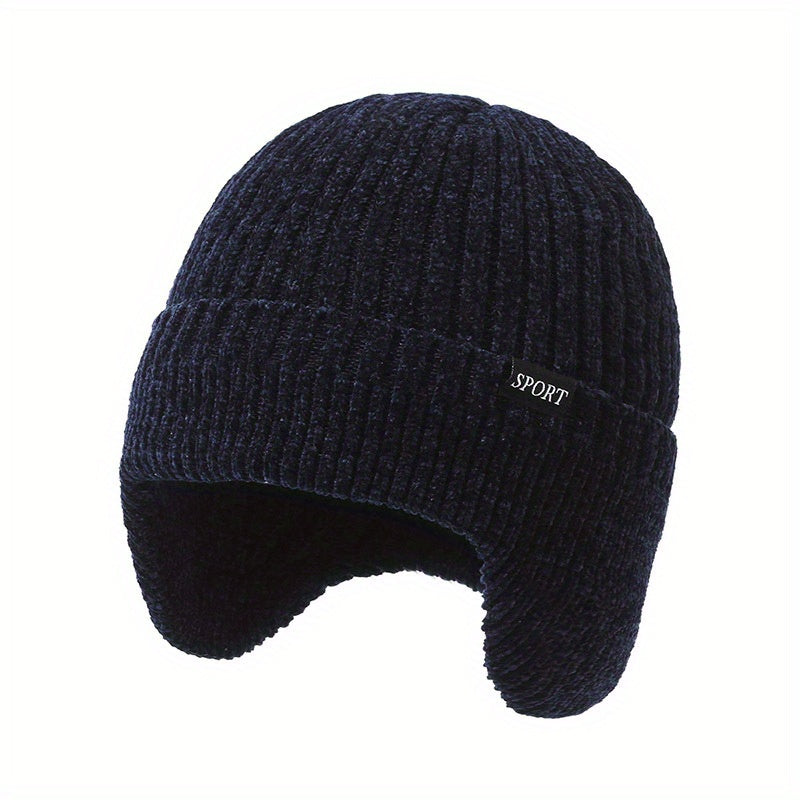 Men's Knitted Beanie Winter Hat with Ear Flap
