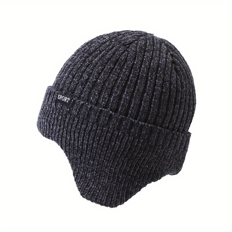 Men's Knitted Beanie Winter Hat with Ear Flap
