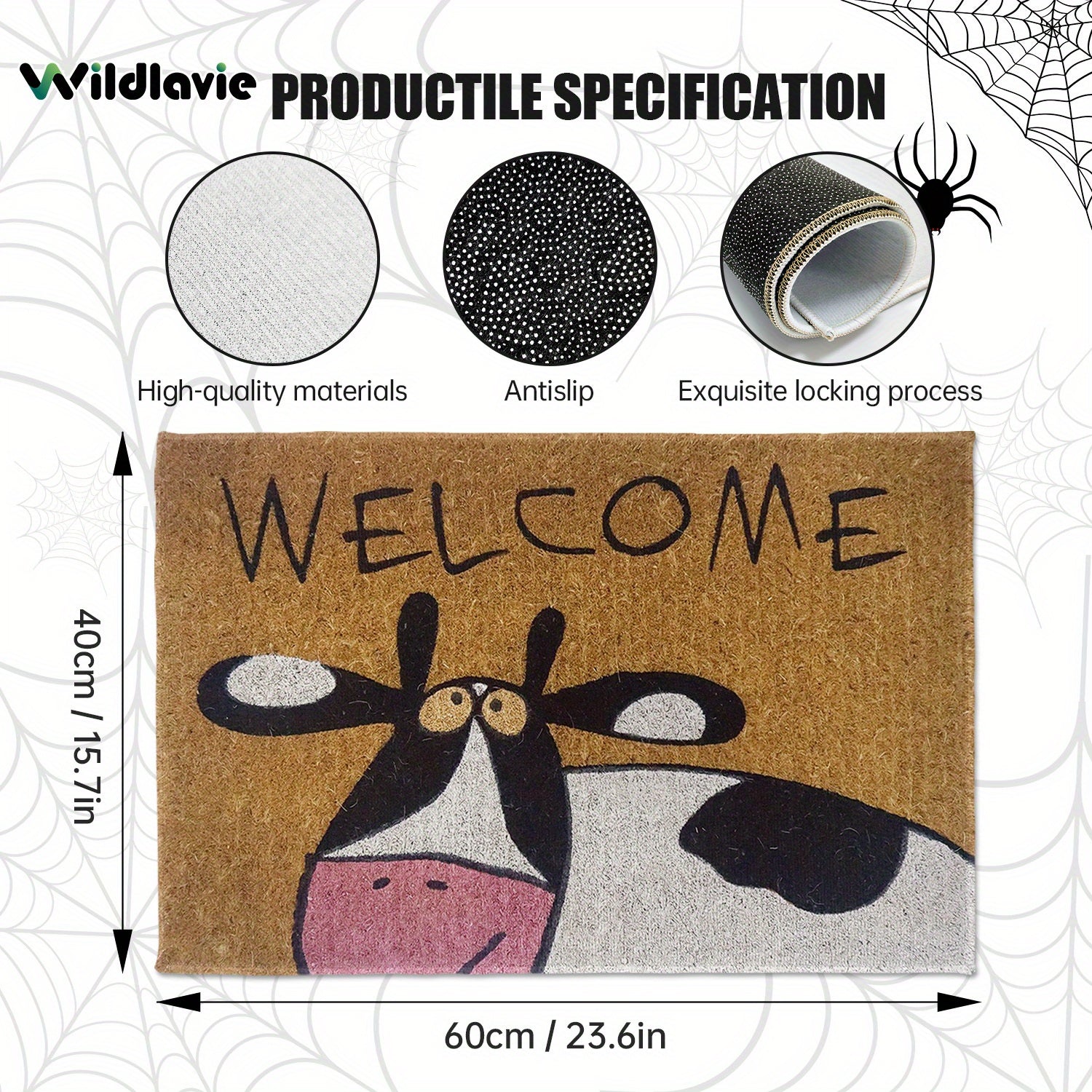 Cow Welcome Printed Doormat Non-slip Kitchen Rug