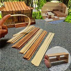 50pcs Natural Carbonized Bamboo Wood Strips DIY Model Building 30x11x81mm