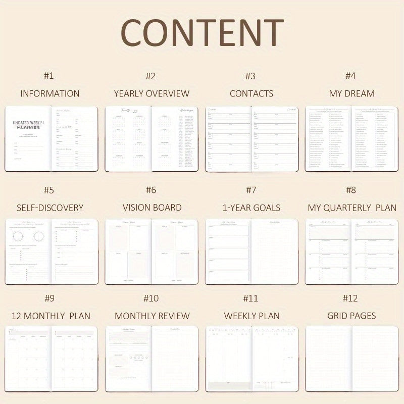 Undated Weekly Planner Notebook With Timeline And To Do List