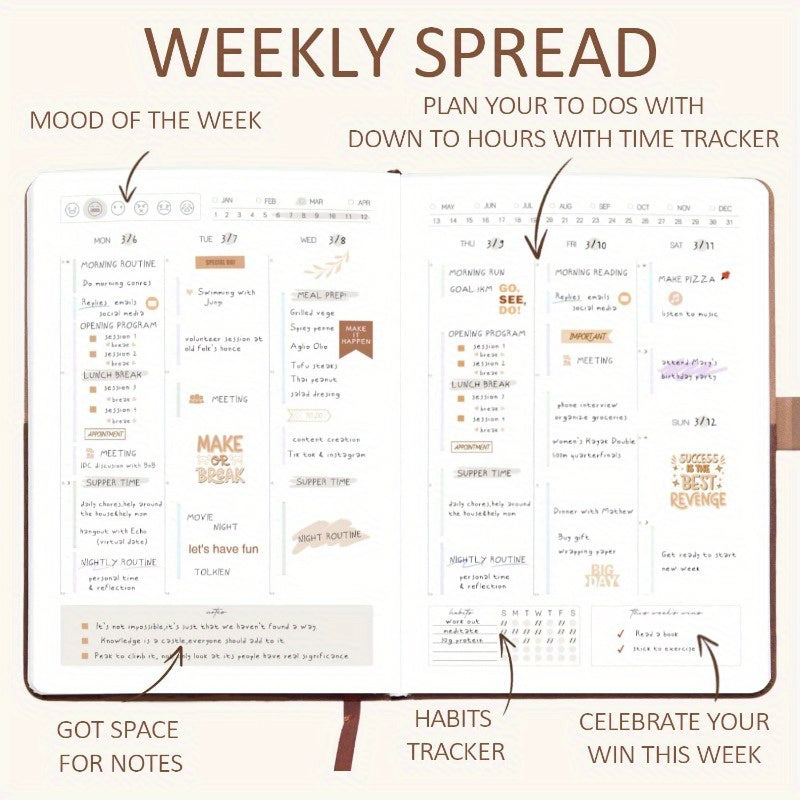 Undated Weekly Planner Notebook With Timeline And To Do List