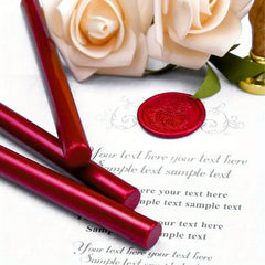 12pcs Mailable Glue Gun Sealing Wax Sticks in Metallic Burgundy Wine Red