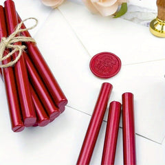 12pcs Mailable Glue Gun Sealing Wax Sticks in Metallic Burgundy Wine Red