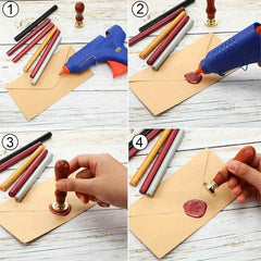 12pcs Mailable Glue Gun Sealing Wax Sticks in Metallic Burgundy Wine Red