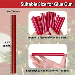 12pcs Mailable Glue Gun Sealing Wax Sticks in Metallic Burgundy Wine Red