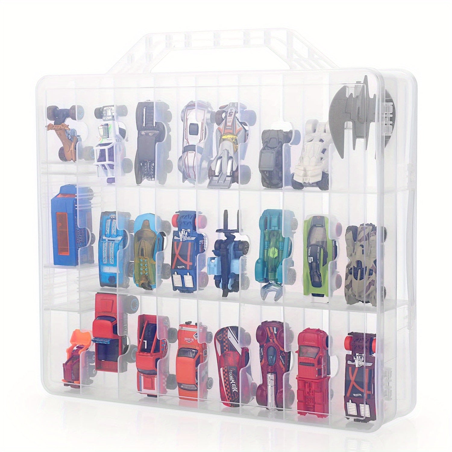 Toy Car Storage Organizer Display Cases 48 Compartments Portable Organizer