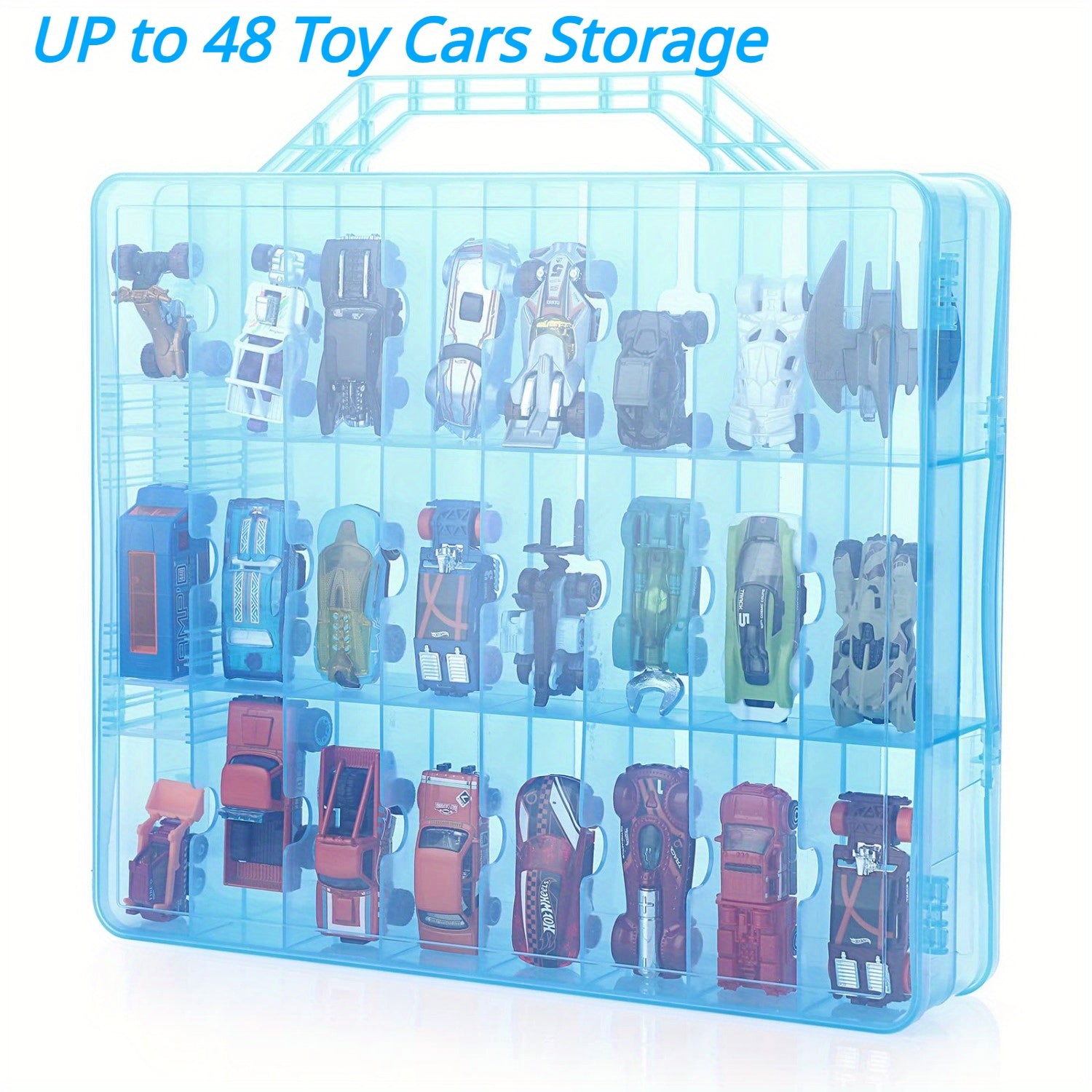 Toy Car Storage Organizer Display Cases 48 Compartments Portable Organizer