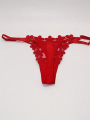 5 Pcs Floral Embroidery Thongs Sexy Sheer Mesh Panties