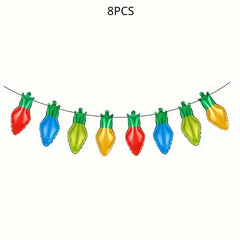 16pcs Christmas Light Bulb Balloon & Nylon Rope Set