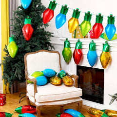 16pcs Christmas Light Bulb Balloon & Nylon Rope Set