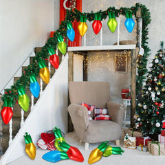 16pcs Christmas Light Bulb Balloon & Nylon Rope Set
