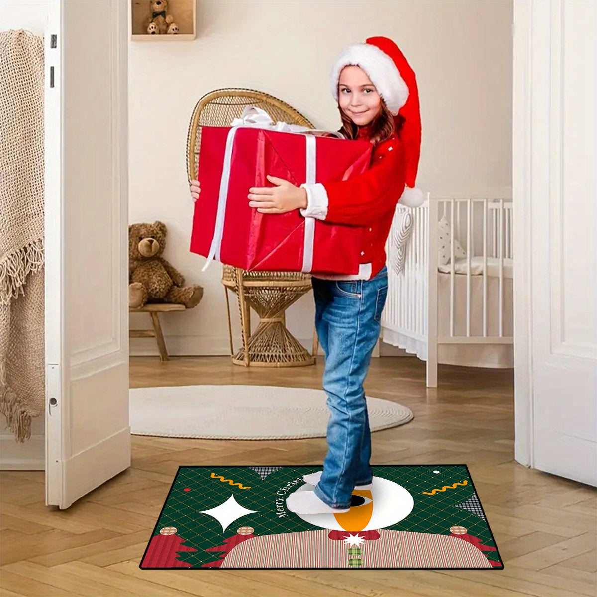 Abstract Creative Christmas Printed Floor Mat Soft Anti-fouling Anti-slip