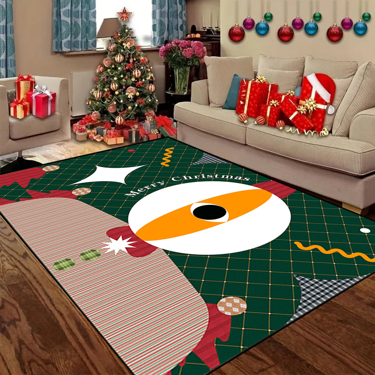 Abstract Creative Christmas Printed Floor Mat Soft Anti-fouling Anti-slip