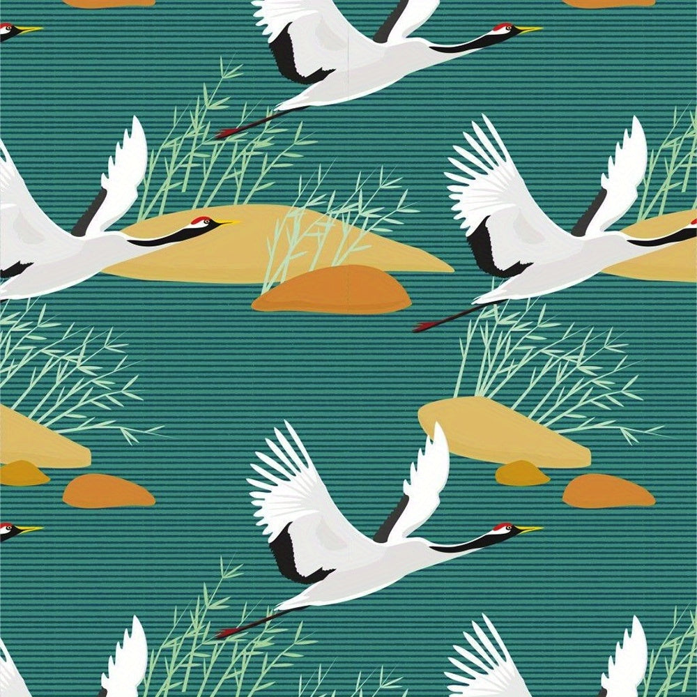 Large Crane And Koi Pattern Cotton Japanese Fabric DIY Handicraft Clothing