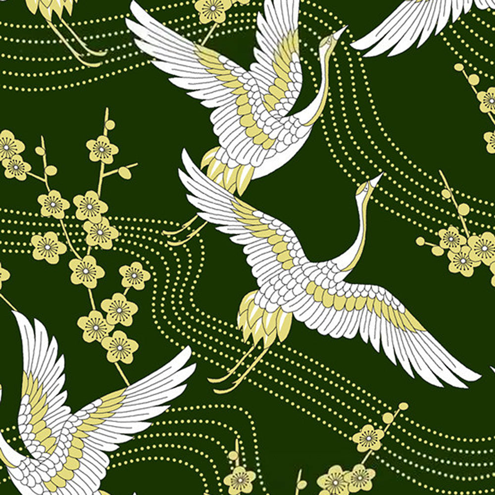 Large Crane And Koi Pattern Cotton Japanese Fabric DIY Handicraft Clothing