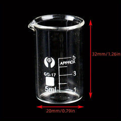 5pcs 5ml Low Form Beaker Chemistry Lab Transparent Beaker