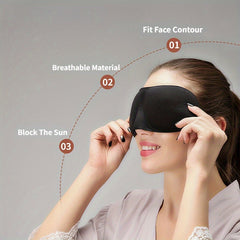 1pc Blackout 3D Contoured Sleep Eye Mask with Adjustable Strap