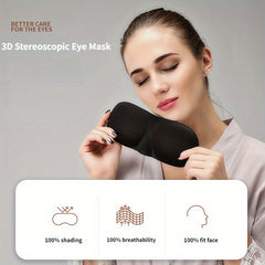 1pc Blackout 3D Contoured Sleep Eye Mask with Adjustable Strap