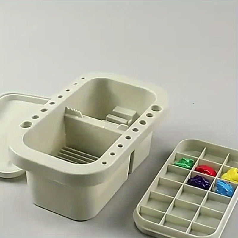 3 In 1 Pen Washing Bucket With Pen Holder And Painting Palette Lid