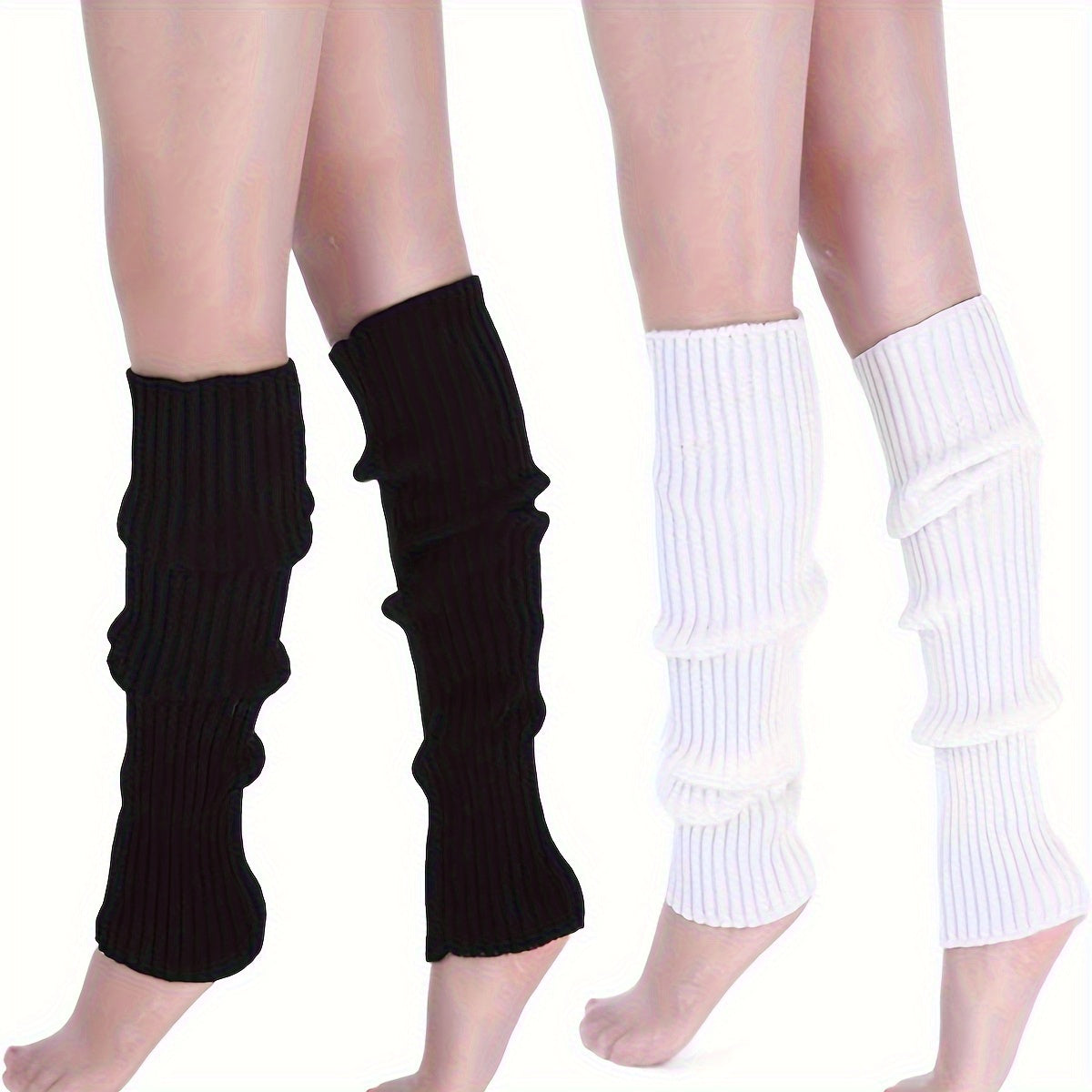 Knit Ribbed Leg Warmers Knee High Socks Women's Stockings