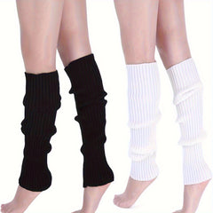 Knit Ribbed Leg Warmers Knee High Socks Women's Stockings