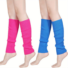 Knit Ribbed Leg Warmers Knee High Socks Women's Stockings
