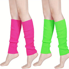 Knit Ribbed Leg Warmers Knee High Socks Women's Stockings