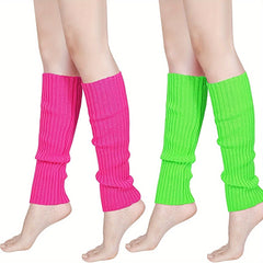 Knit Ribbed Leg Warmers Knee High Socks Women's Stockings