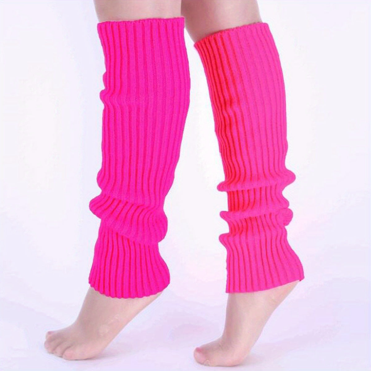 Rib Knit Leg Warmers Knee High Socks Women's Stockings