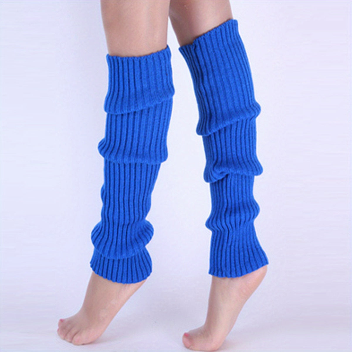 Rib Knit Leg Warmers Knee High Socks Women's Stockings