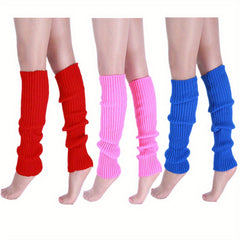 Rib Knit Leg Warmers Knee High Socks Women's Stockings